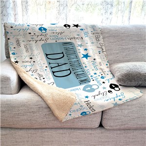 Personalized My Favorite People Word-Art Sherpa Blanket for Dad