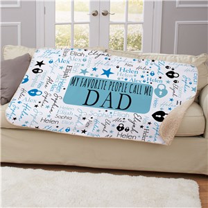 Personalized My Favorite People Word-Art Sherpa Blanket for Dad