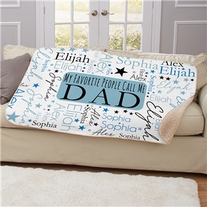 Personalized My Favorite People Word-Art Sherpa Blanket for Dad