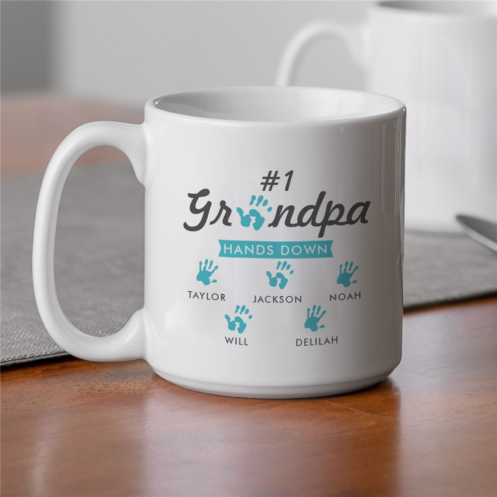 Personalized #1 Dad Hands Down Large Coffee Mug
