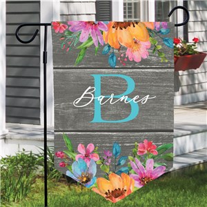 Personalized Rustic Florals Pennant Garden Flag