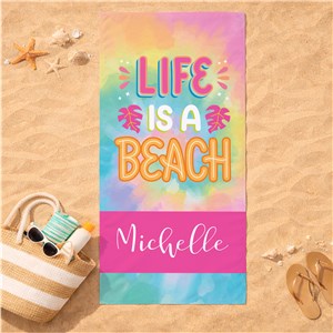 Personalized Life is a Beach Beach Towel 