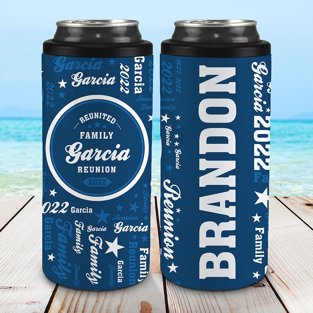 Personalized Word-Art Family Reunion Slim Can Cooler