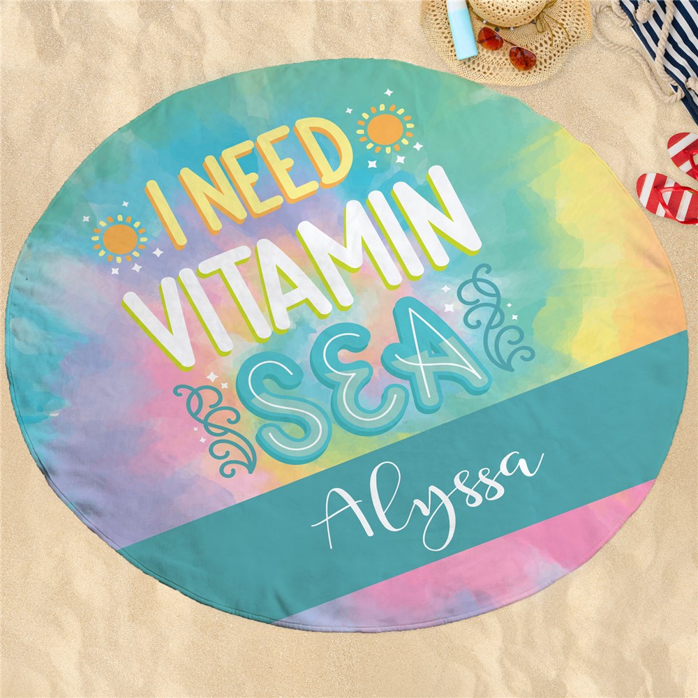 Personalized Vitamin Sea Round Beach Towel  U19675155