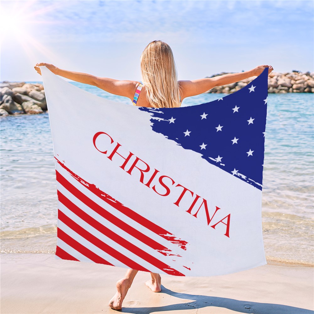 60X72 American Flag Beach Towel GiftsForYouNow