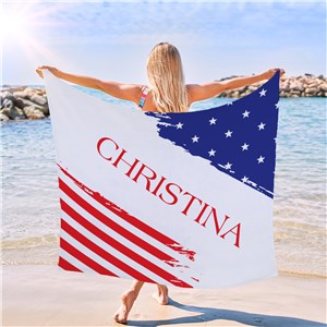 Personalized American Flag 60x72 Beach Towel U19679157