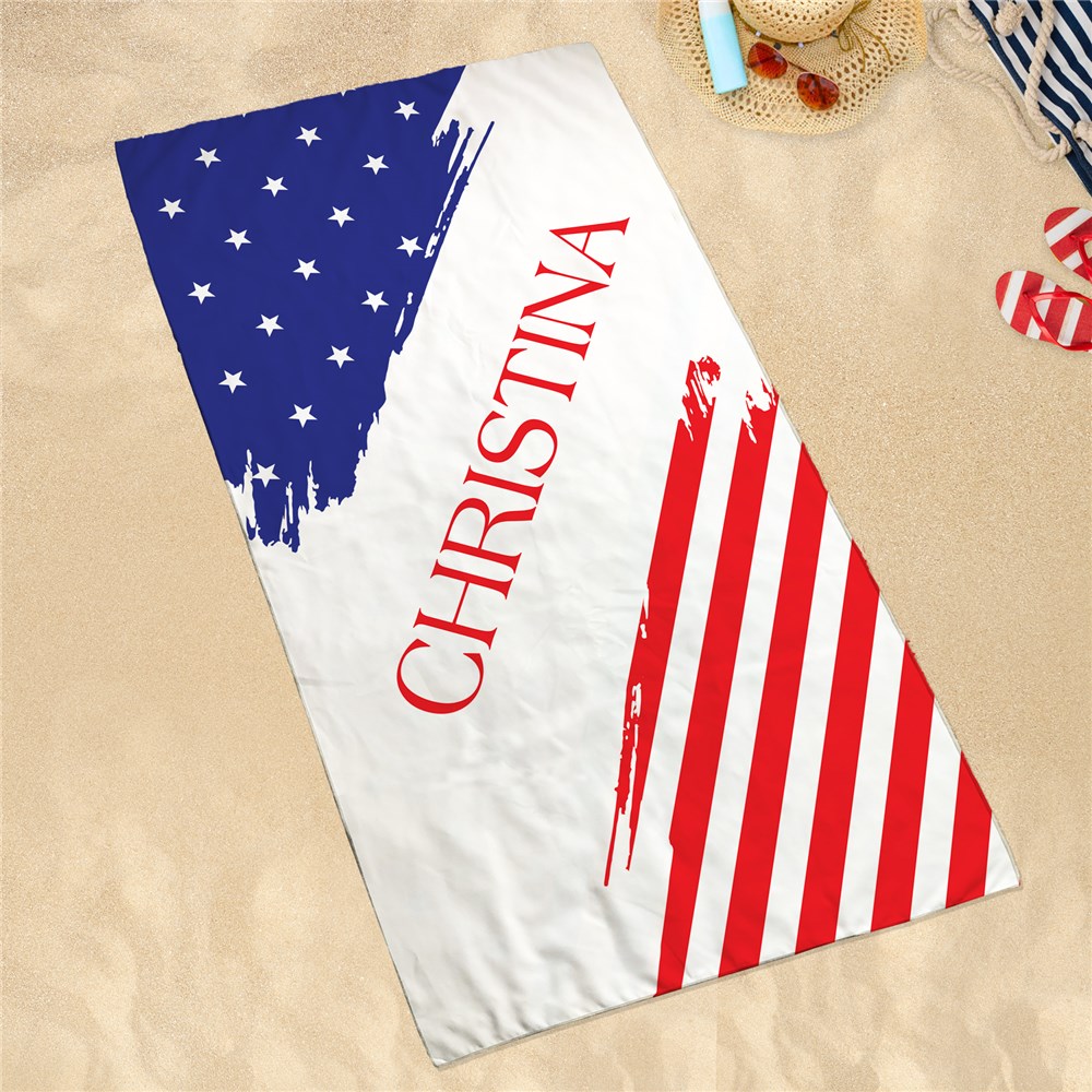 Sand-Free Beach Towel With American Flag Design