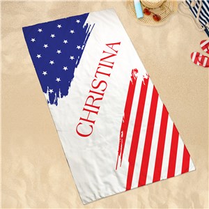 Personalized American Flag Sand-Free Beach Towel U19679158