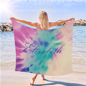 Personalized Tie Dye Pastel 60x72 Beach Towel U19680157