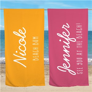 Personalized Beach Towel with Name & Custom Text