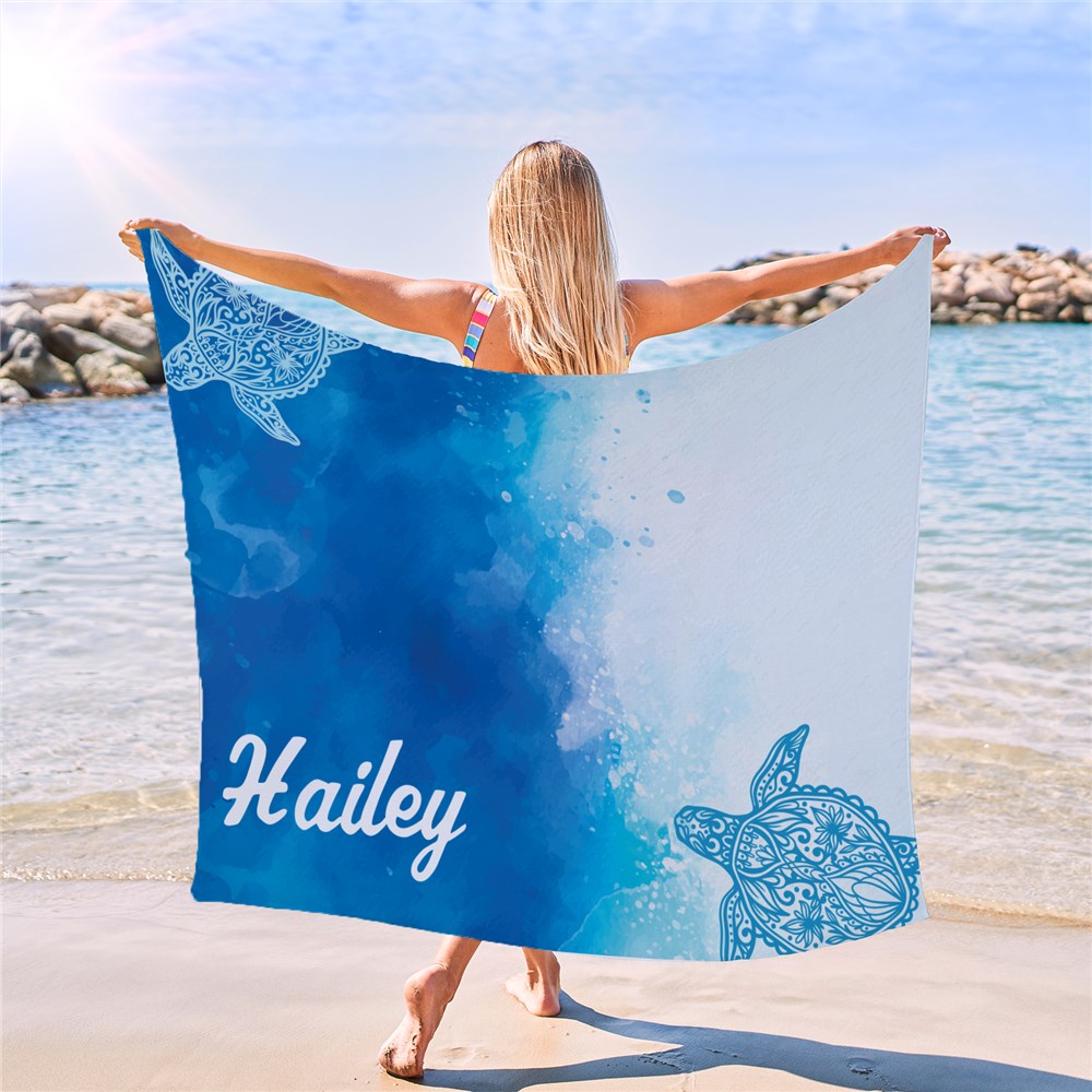 Personalized Sea Turtle Beach Towel