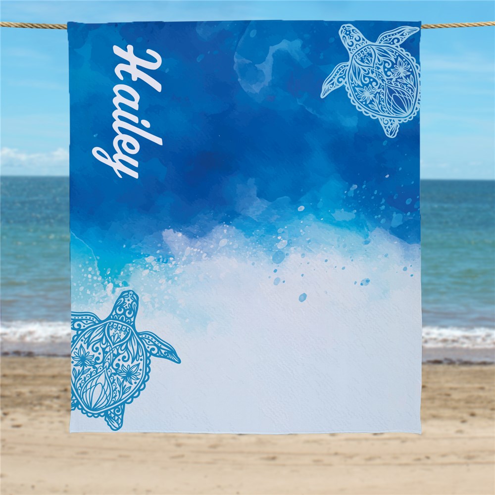 Personalized Sea Turtle Beach Towel