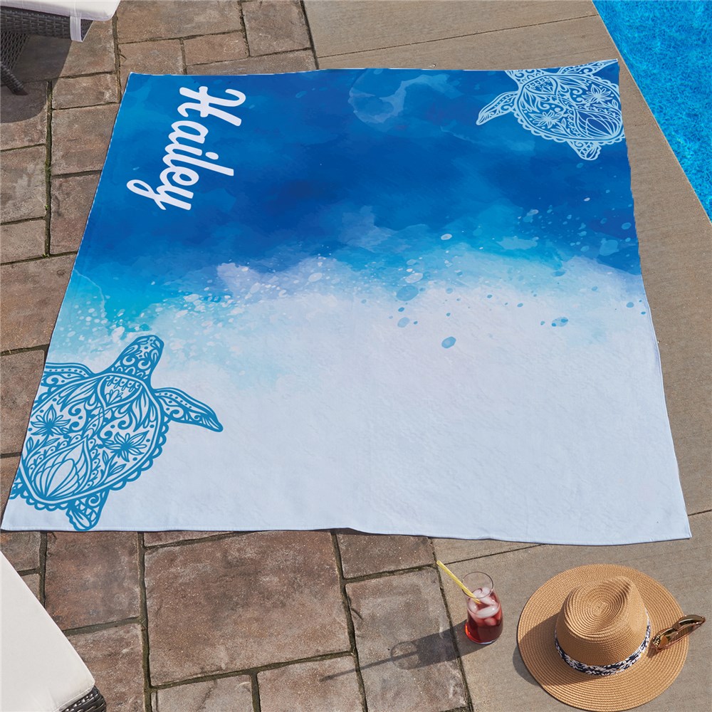 Personalized Sea Turtle Beach Towel GiftsForYouNow