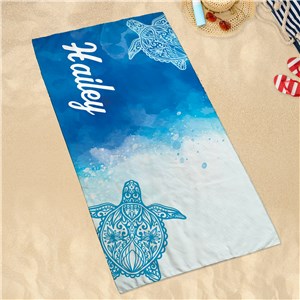 Personalized Tropical Turtle Sand-Free Beach Towel U19683158