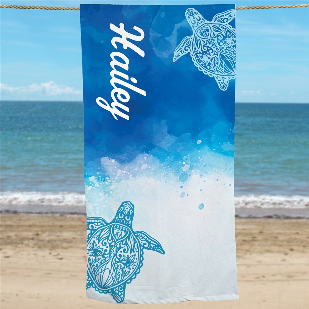 Personalized Tropical Turtle Beach Towel