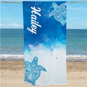 Personalized Tropical Turtle Beach Towel
