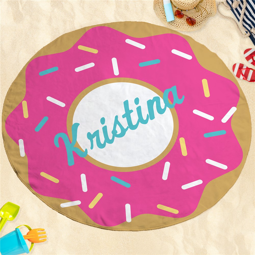 Personalized Donut Round Beach Towel U19684155