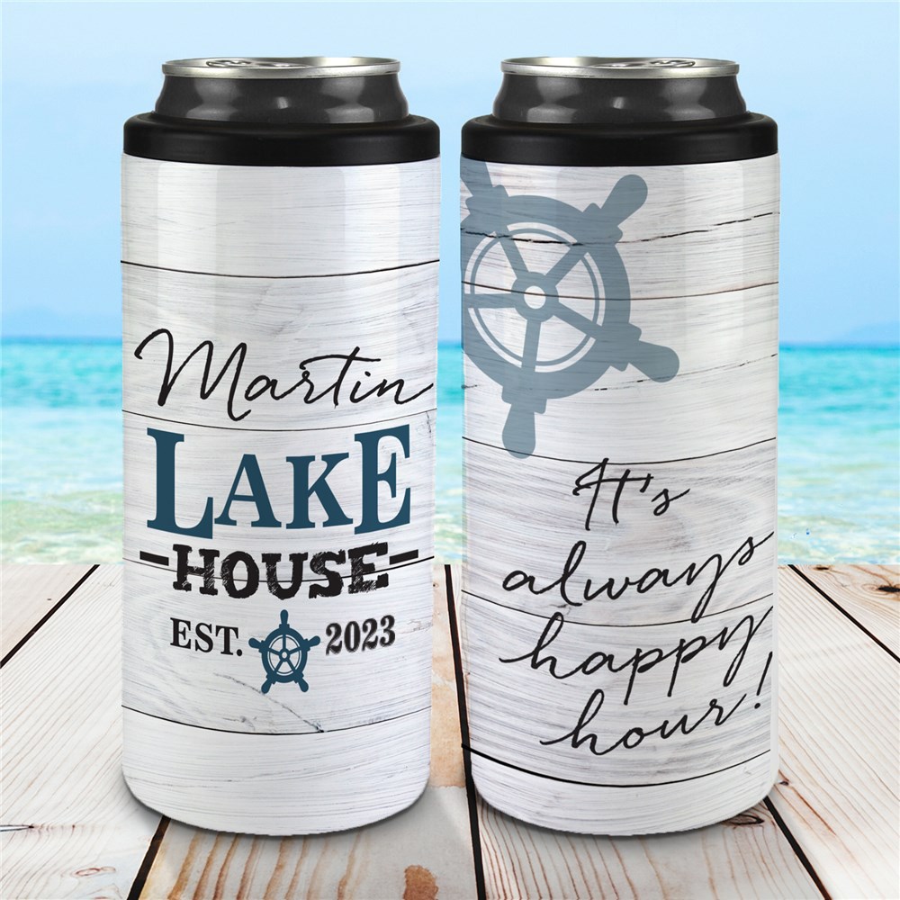 Personalized It's Always Happy Hour at the Lake House Can Cooler
