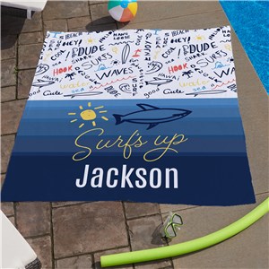 Personalized Surf's Up 60x72 Beach Towel U19691157