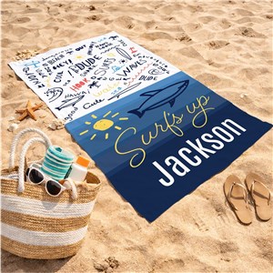 Personalized Surf's Up Beach Towel