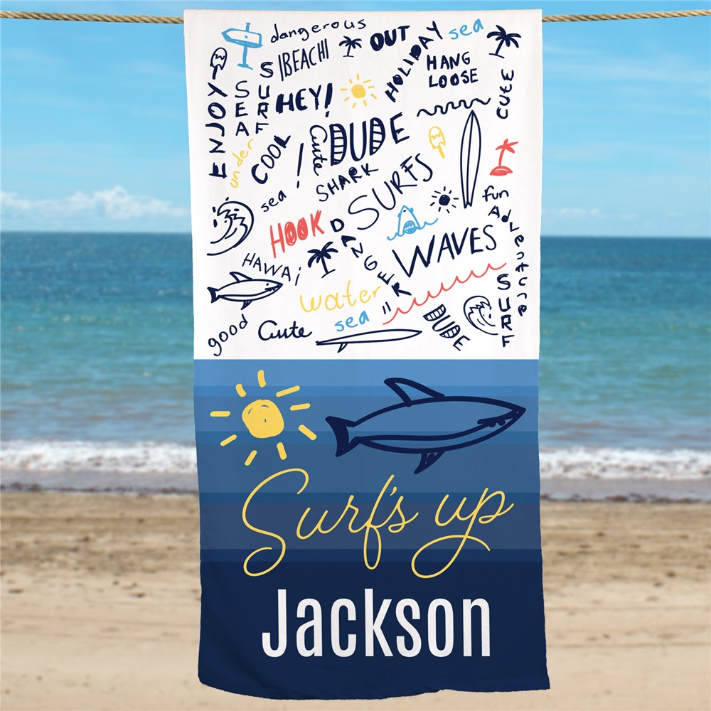 Personalized Surf's Up Beach Towel