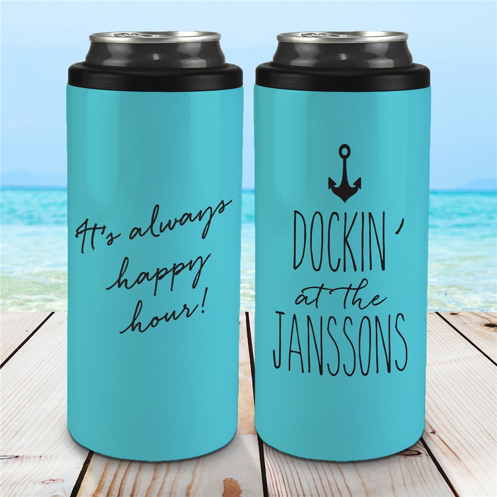 Personalized Lake House Slim Can Cooler