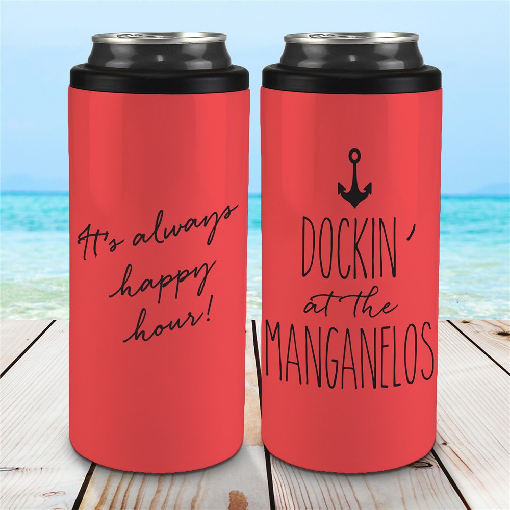 Personalized Lake House Slim Can Cooler