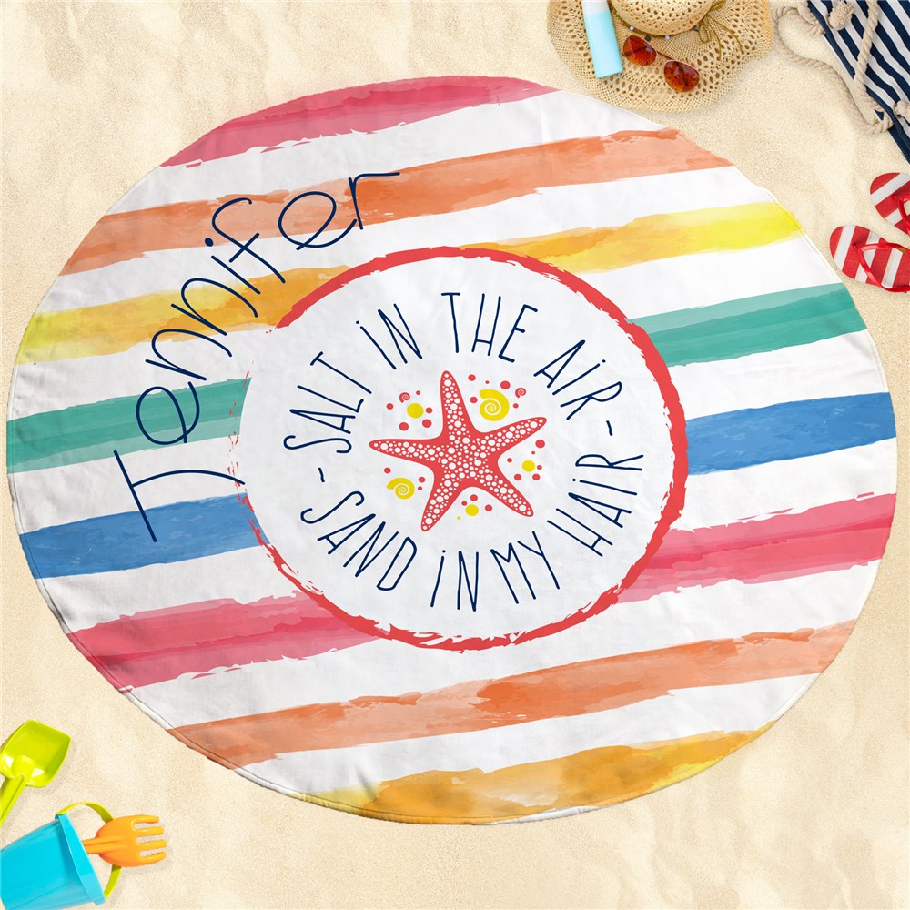 Personalized Salt in the Air Sand in my Hair Round Beach Towel