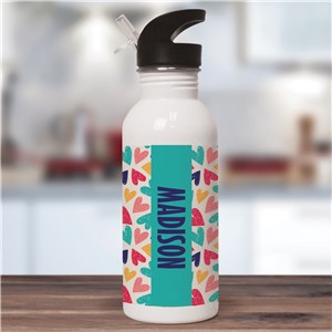 Personalized Stainless Steel Kids' Water Bottle With Heart Design