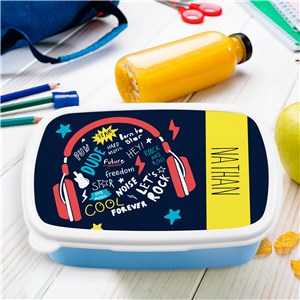 Personalized Music-Themed Kids' Lunch Box with Headphone Design