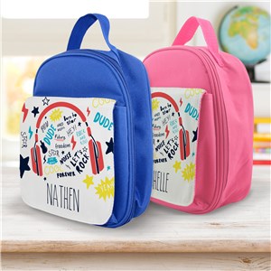 Personalized Music-Themed Kids' Lunch Bag with Headphone Design