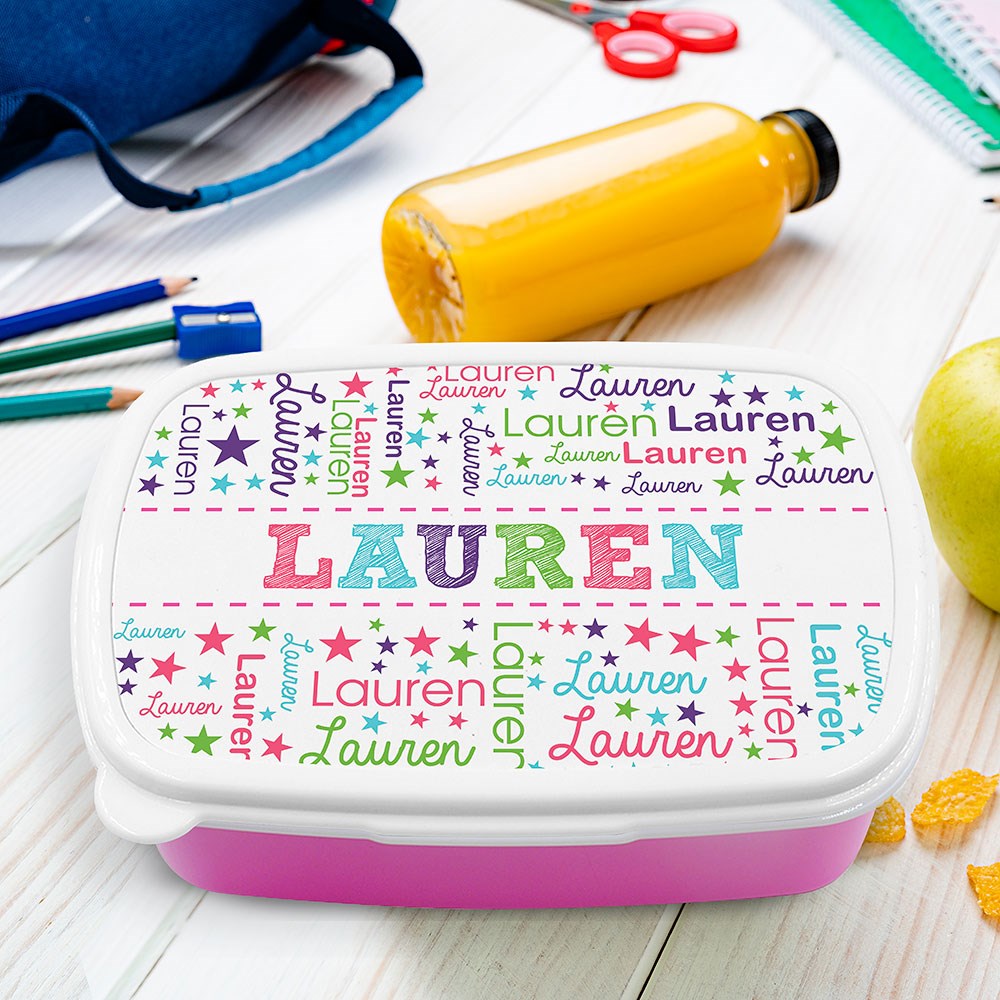 Personalized Kids' Lunch Box with Colorful Word-Art