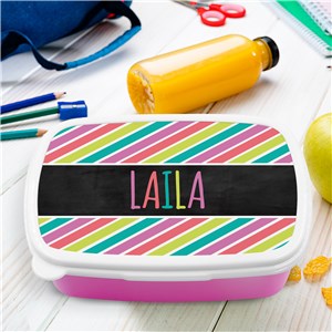 Personalized Kids' Lunch Box with Colored Stripes