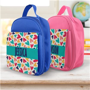 Personalized Colored Hearts Lunch Bag U19829168X
