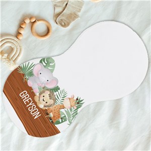 Personalized Safari with Name Baby Burp Cloth