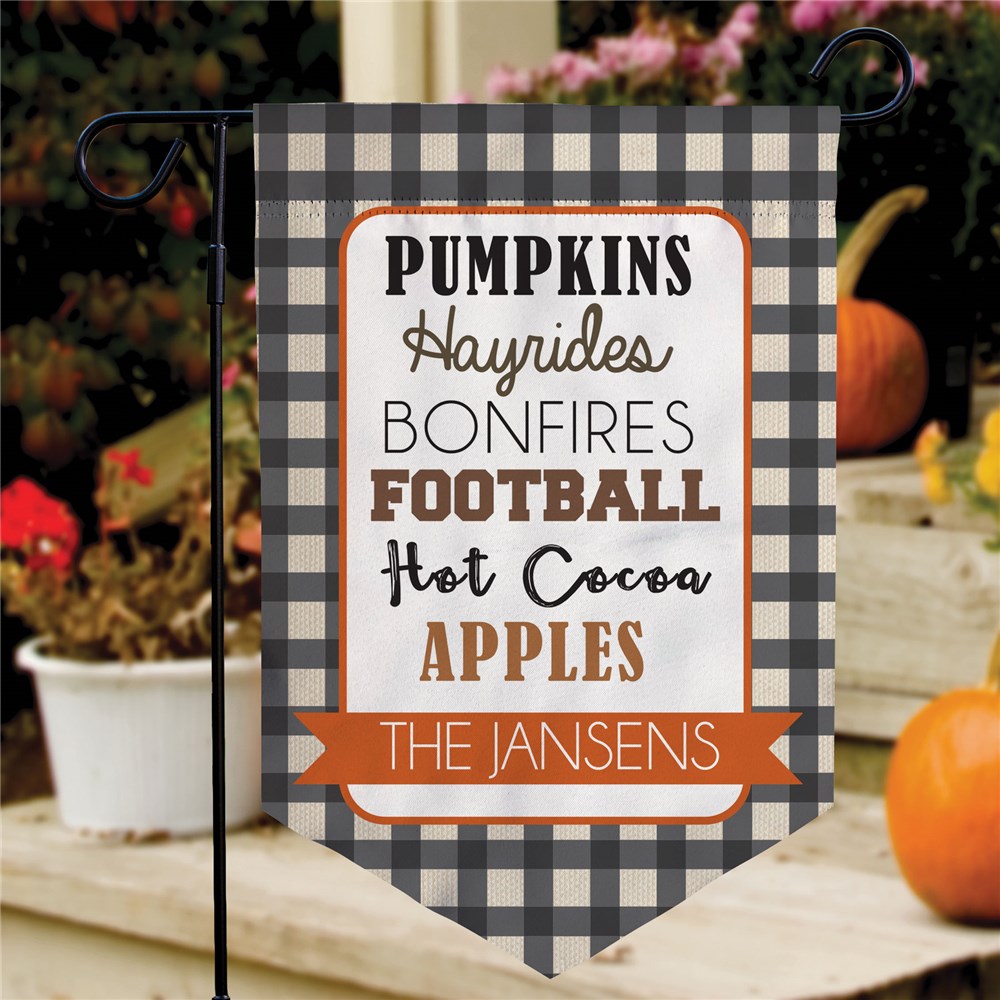 Personalized Happy Fall Words Pennant Garden Flag