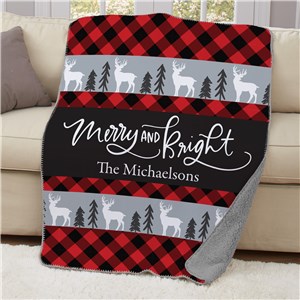 Personalized Merry and Bright 50x60 Sherpa Blanket U20185119X