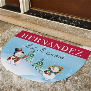 Personalized Let it Snow Half Round Doormat