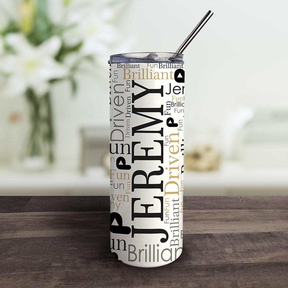 Personalized Corporate Name Word Art Tumbler with Straw