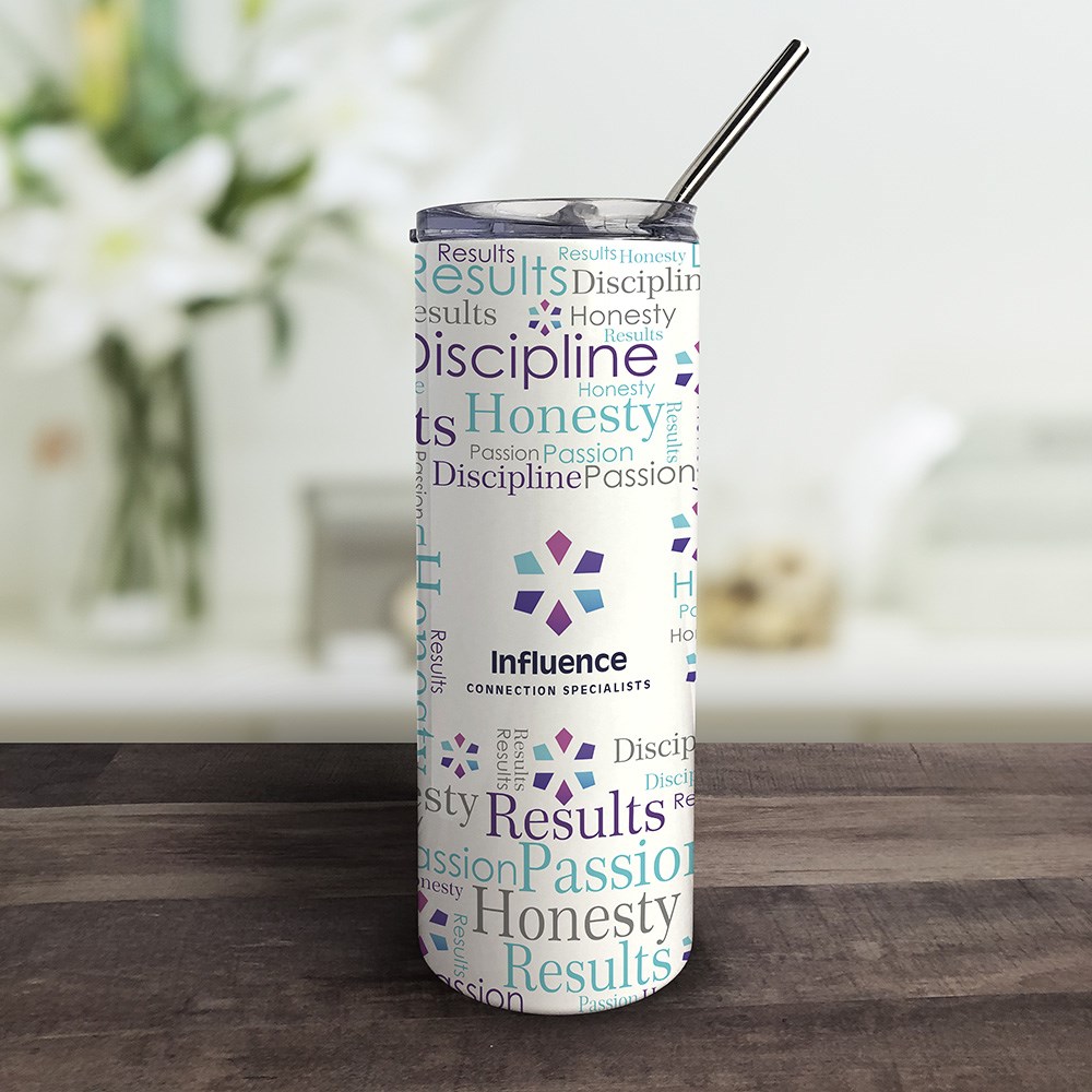 Personalized Corporate Logo Word Art Tumbler with Straw