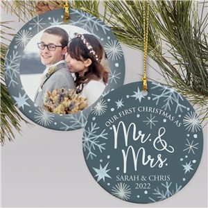 Personalized Mr. & Mrs. Photo Double Sided Round Ornament U2027610