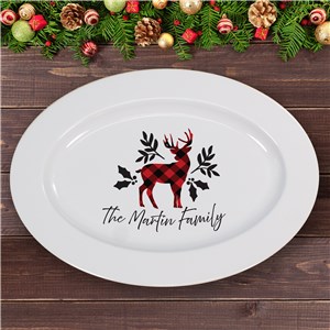 Personalized Plaid Reindeer Platter