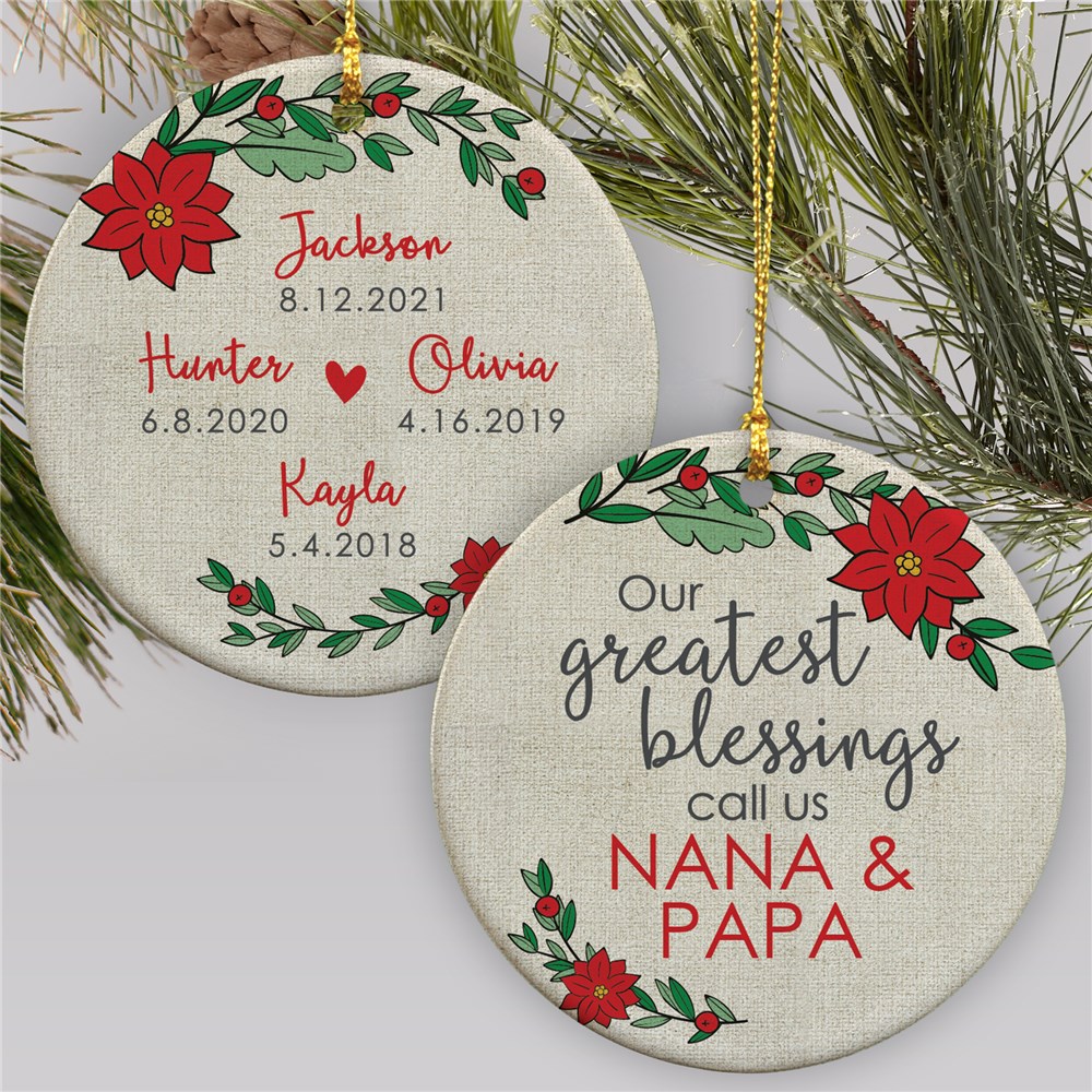 Personalized Greatest Blessings Double Sided Round Ornament