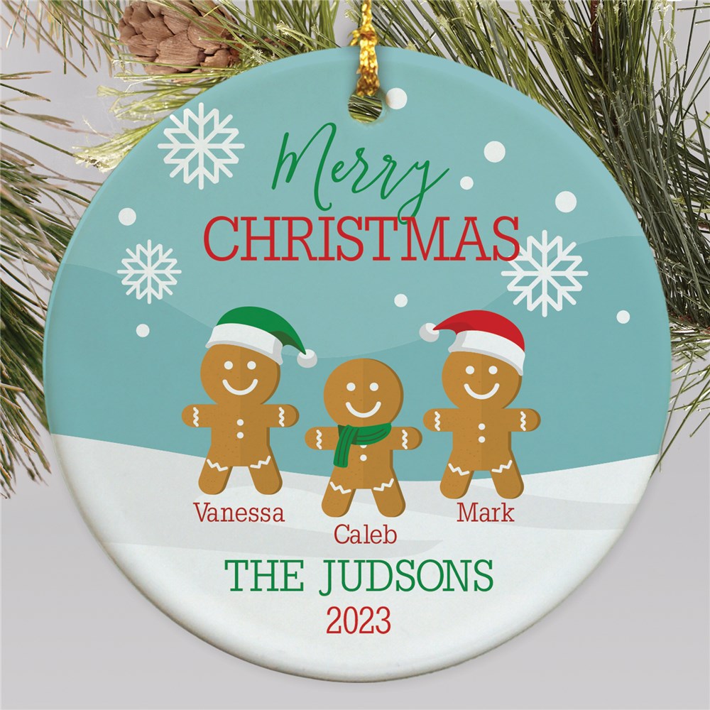 Custom Gingerbread Family Christmas Ornament