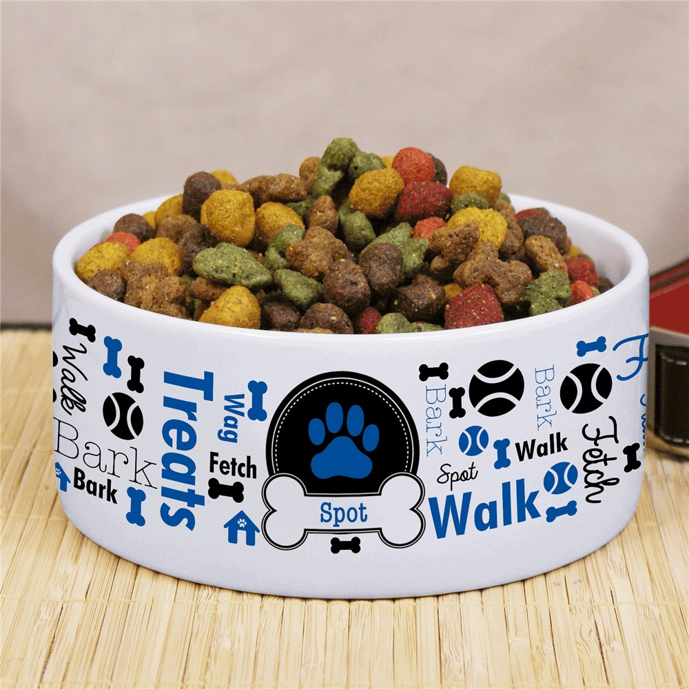 Personalized Paw Print Word Art Pet Bowl 