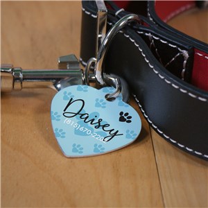 Personalized Paw Pattern Heart Pet Tag 