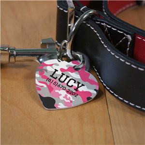 Personalized Camo Print Heart Pet Tag