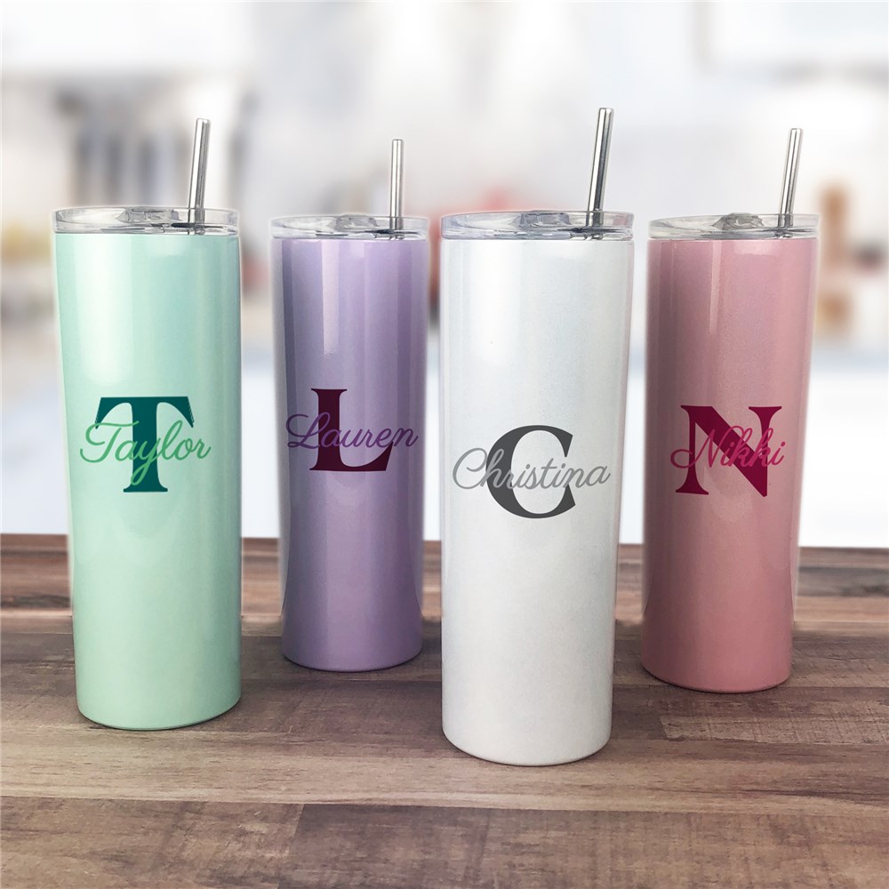 Personalized Initial & Name Shimmer Tumbler