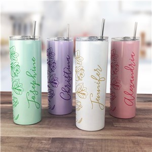 Personalized Name with Florals Shimmer Tumbler