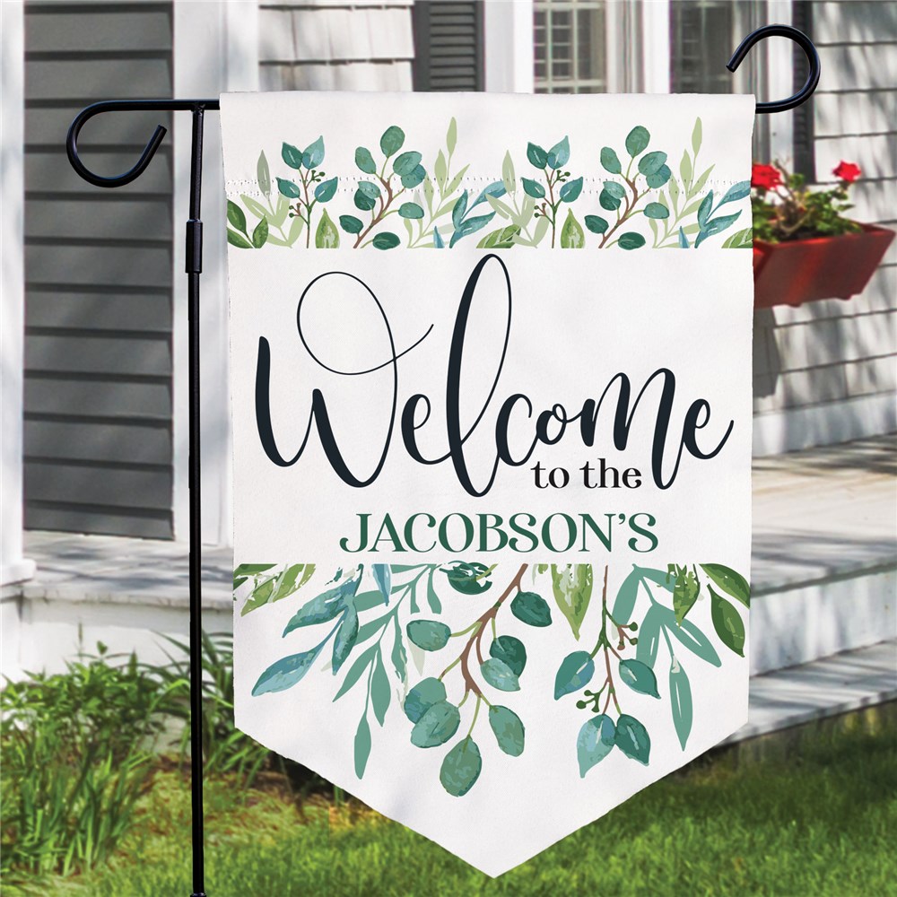 Personalized Welcome Botanical Pennant Garden Flag